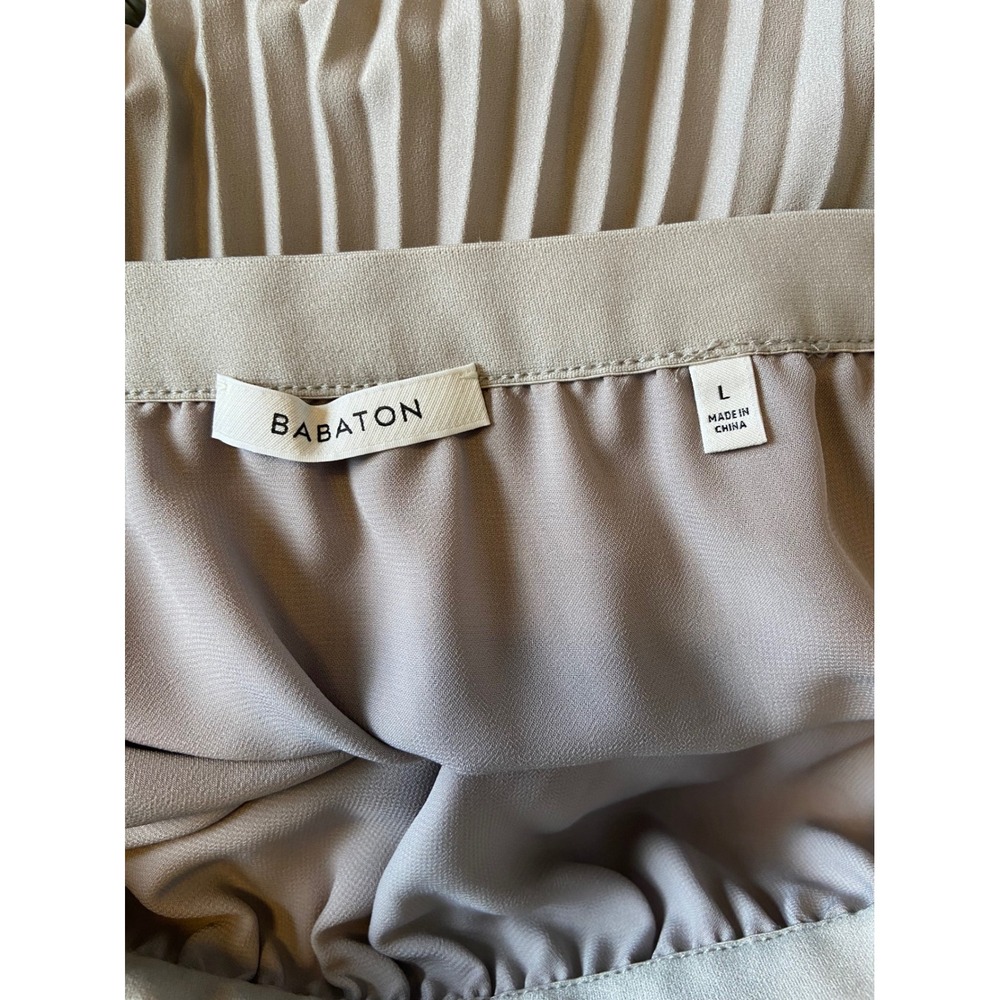 Babaton Aritzia Jude Pleated Midi Skirt Light Gray Oak High Waisted Size L - Picture 3 of 7